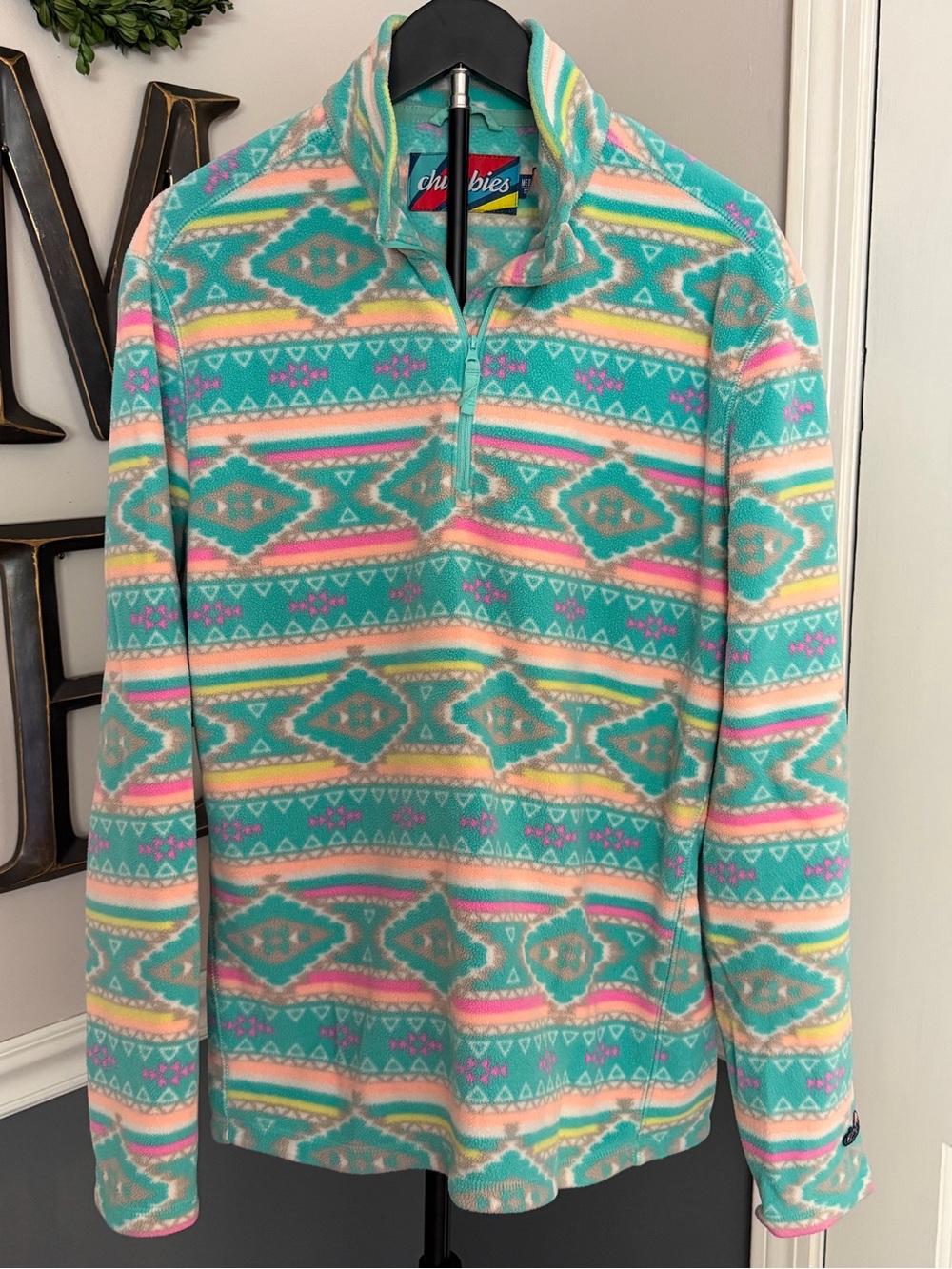 chubbies Men’s Aqua Teal Patterned Quarter-Zip Pullover (245)
